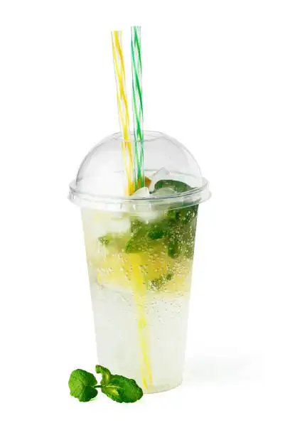 10oz Plastic Cup, clear disposable cup with dome lid and straw